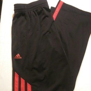 ADIDAS ATHLETIC PANTS-LARGE MEN'S BLACK/RED STRIPE